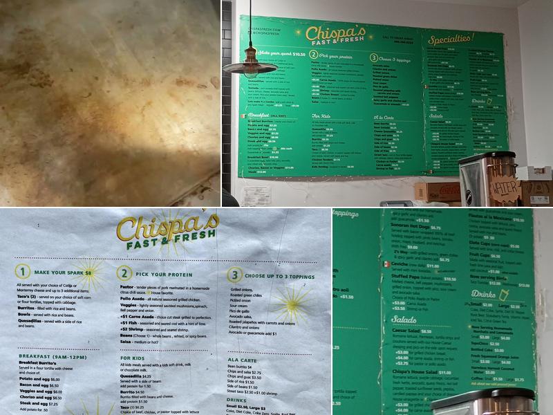 Chispa's Fast & Fresh Menu