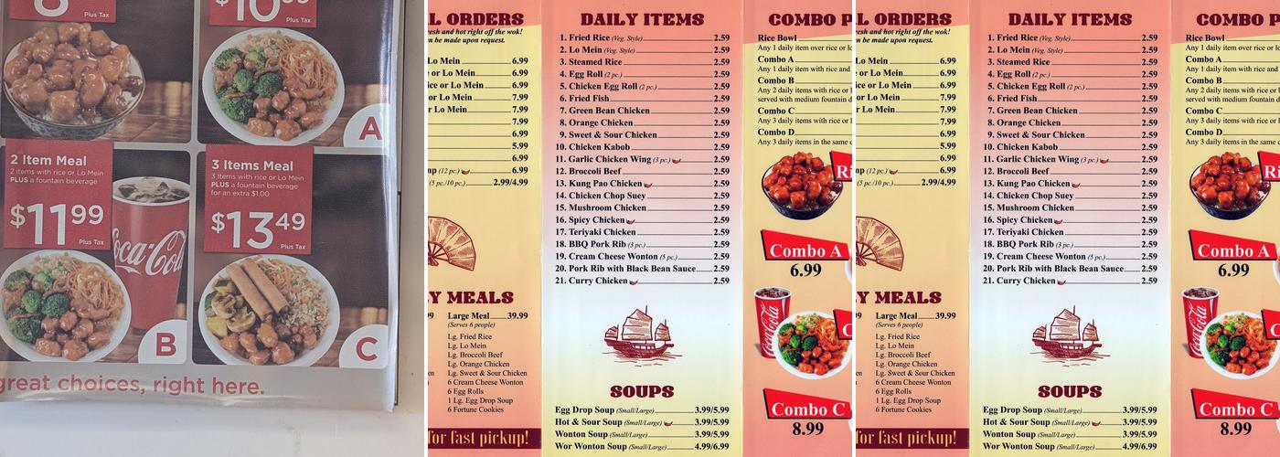 Great Wall Express Menu