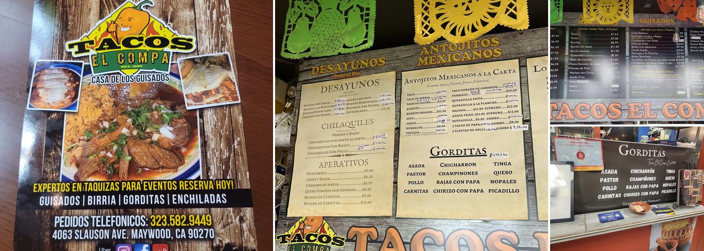 Tacos El Compa Est.1995 Menu