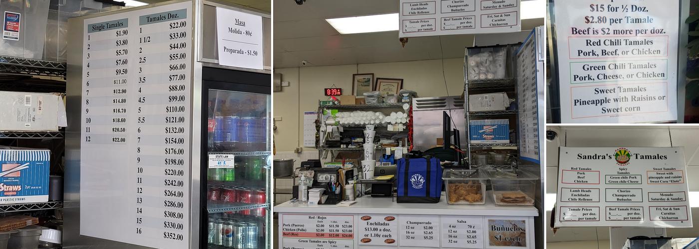 Sandra's Tamales Menu
