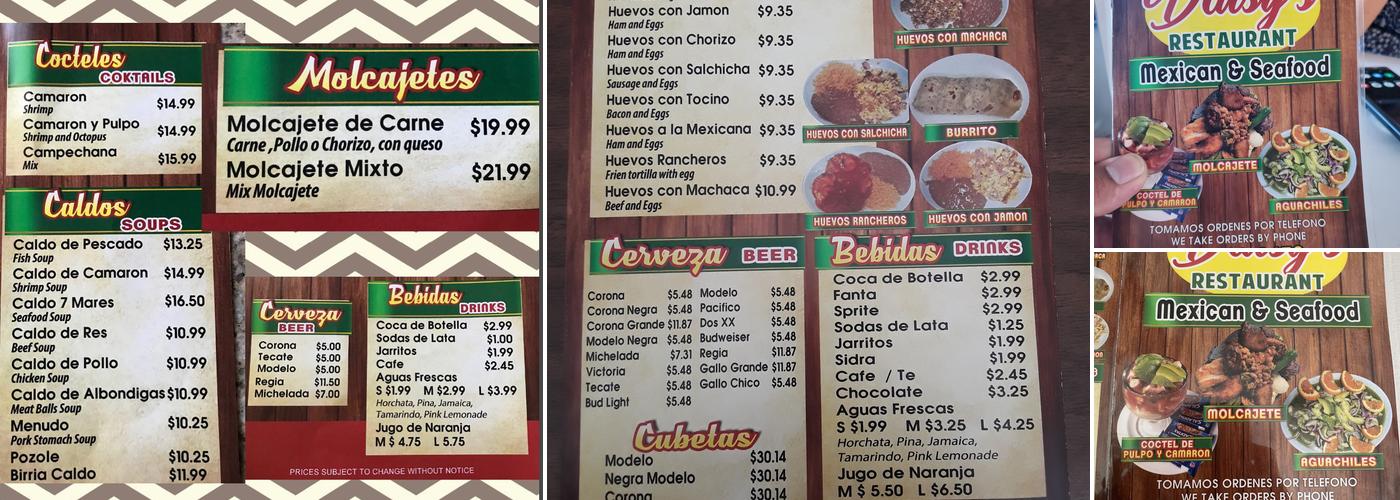 Daisy's Restaurant Menu