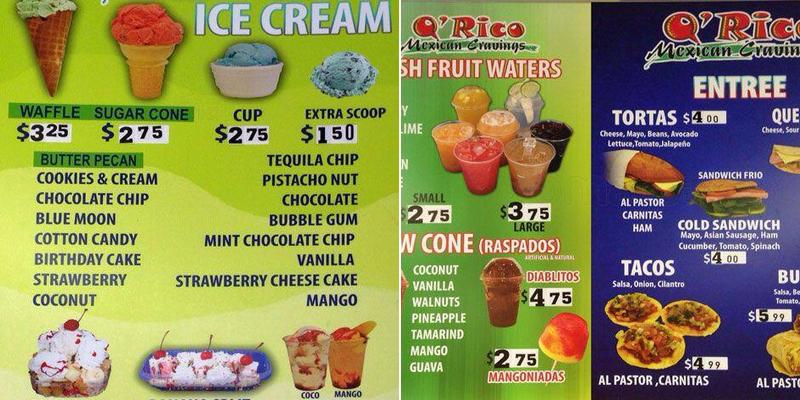 Q'Rico Food & Cravings Menu