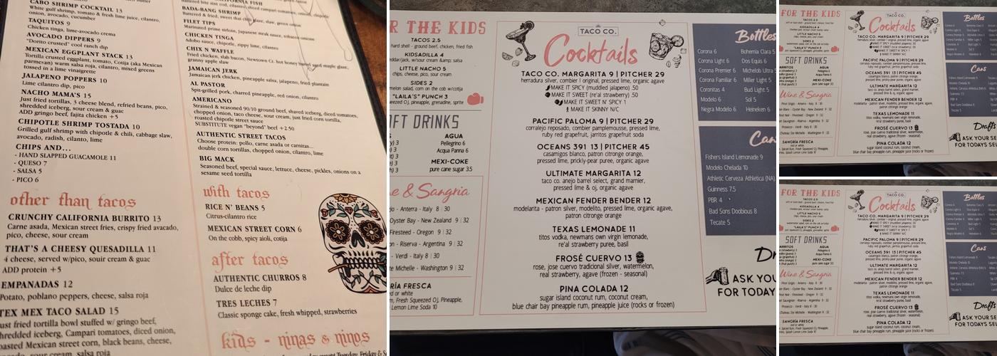 Taco Co. Menu