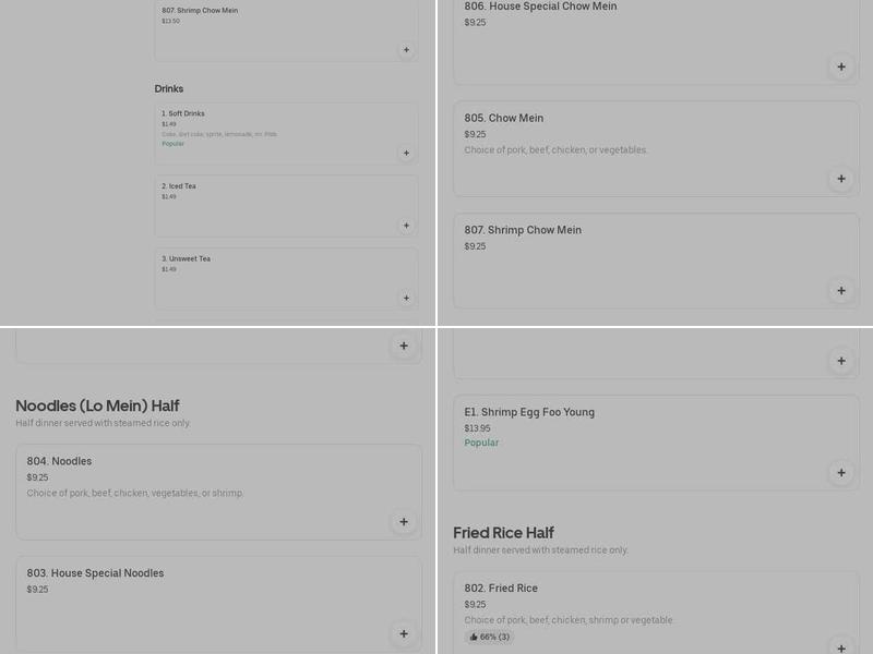 Chef Wang Chinese Restaurant Menu