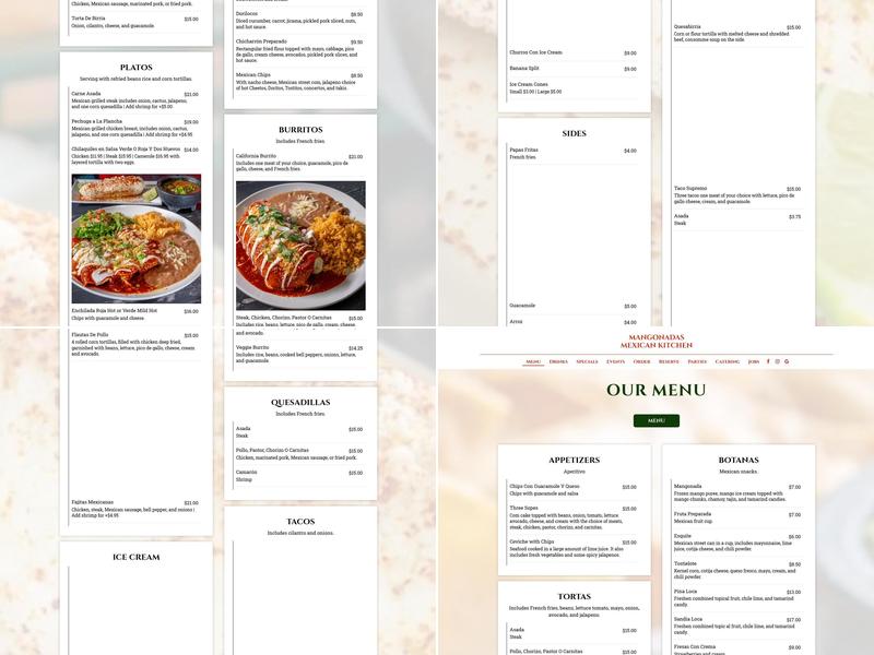 Mangonadas Mexican Kitchen Menu