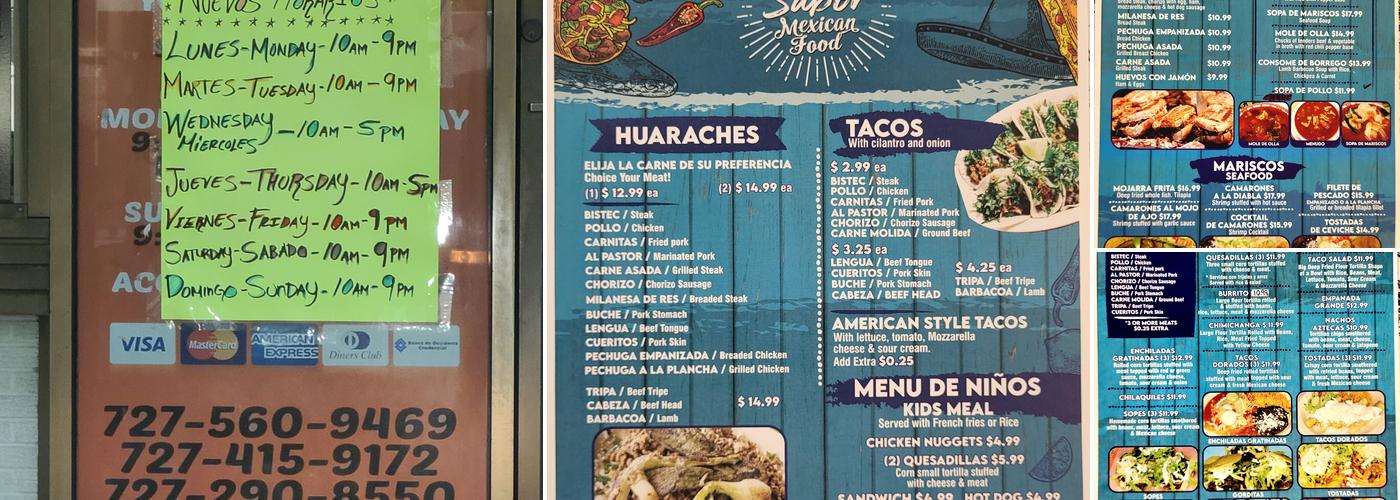 Con Sabor Mexican Restaurant Menu