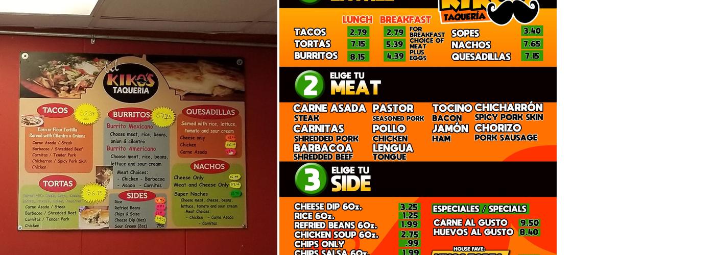 Lil Kiko's taqueria Menu