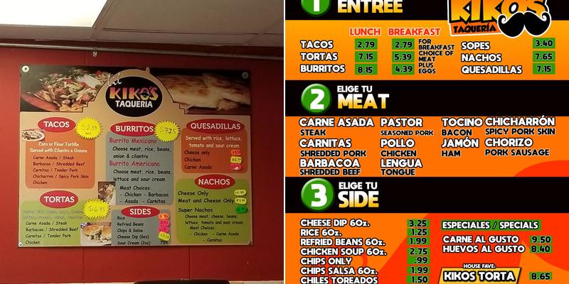 Lil Kiko's taqueria Menu