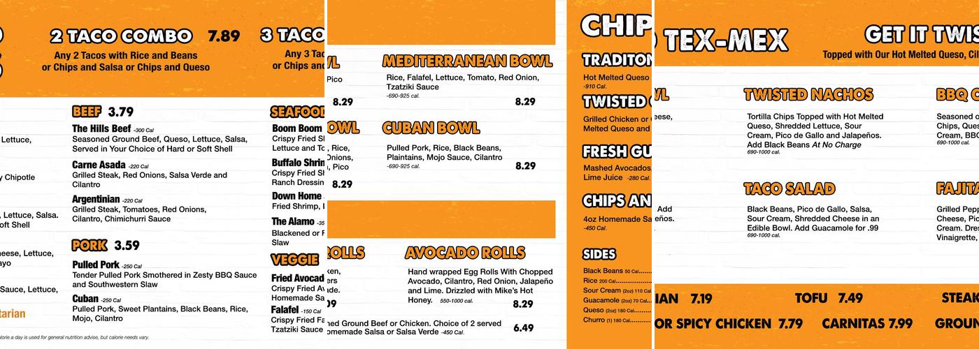 Twisted Taco Menu