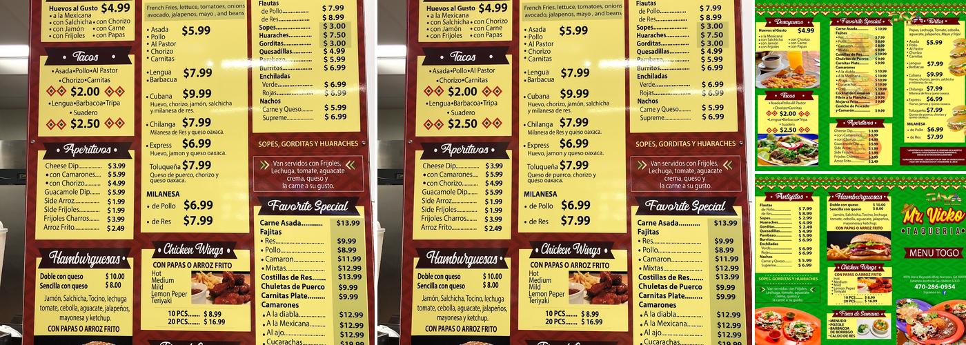 Mr. Vicko Taqueria Norcross Menu