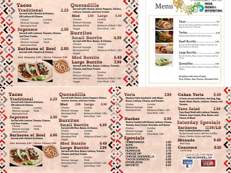 Mexican Grill Menu