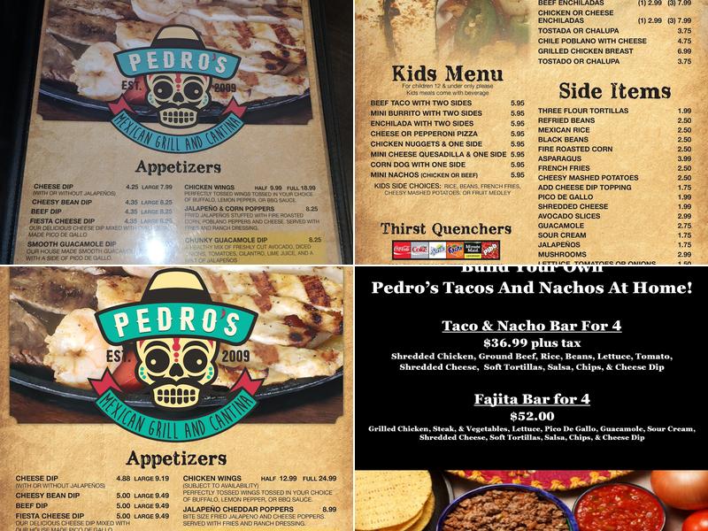Pedro's Mexican Grill & Cantina Menu