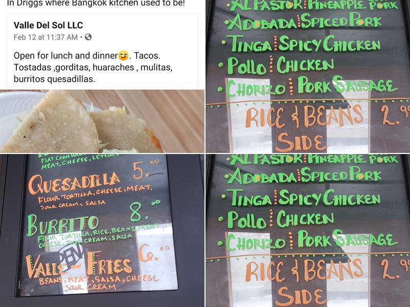Valle Del Sol Menu