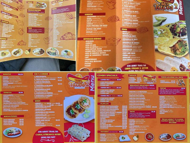 Mis Tacos 2 Menu