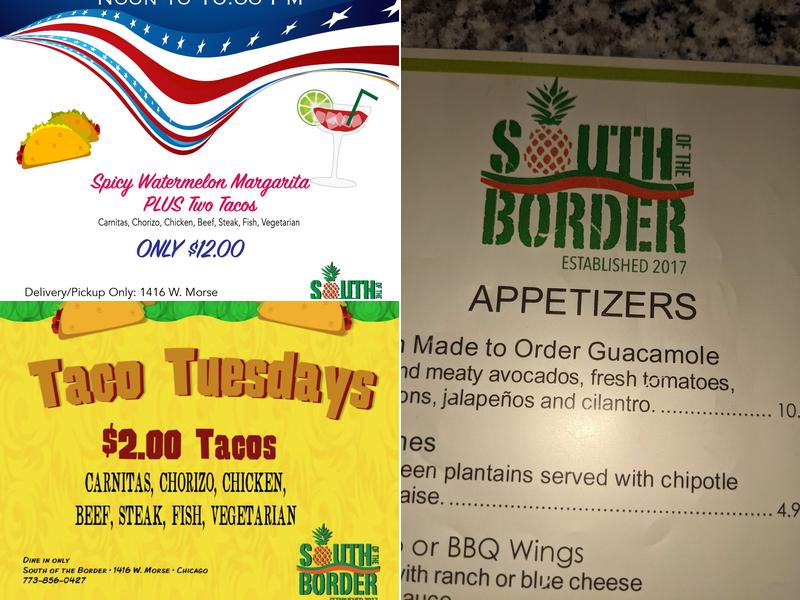 South Of The Border Restaurant & Bar Menu