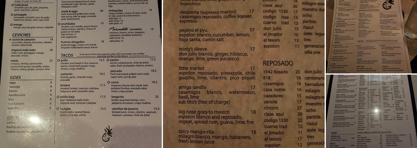 Mercadito Menu