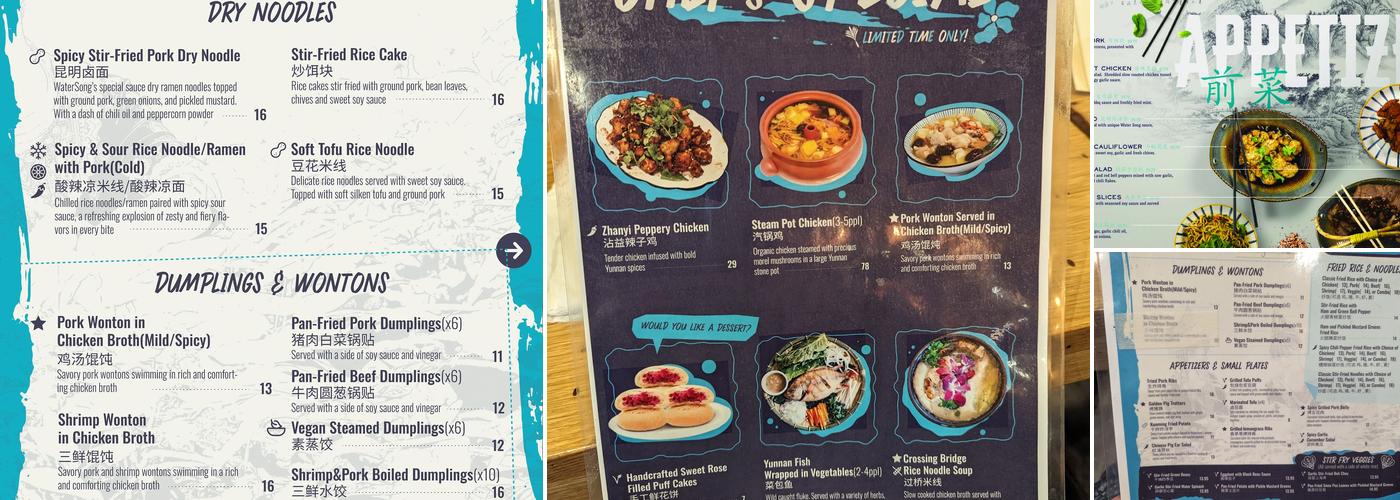 Water Song Yunnan Kitchen Menu