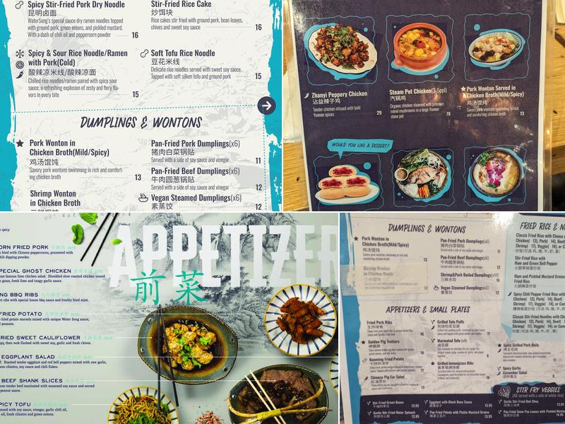 Water Song Yunnan Kitchen Menu