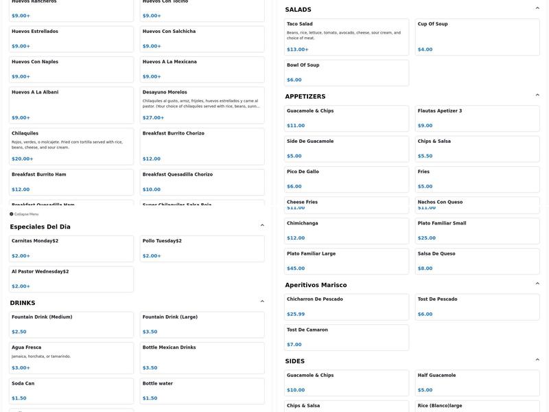 Super Tacos Morelos Menu