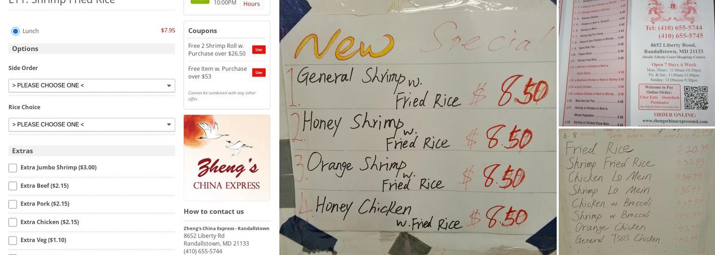 Zheng's China Express Menu