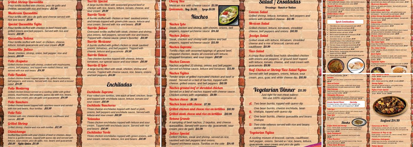 El Lobo Rojo Menu