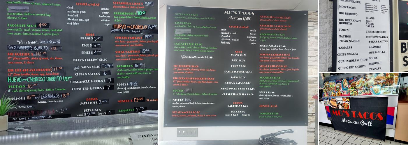 Mo's Tacos Menu
