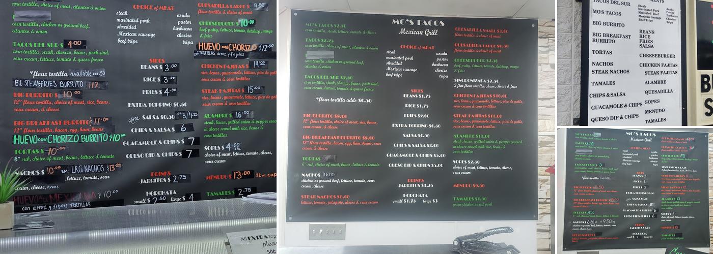 Mo's Tacos Menu