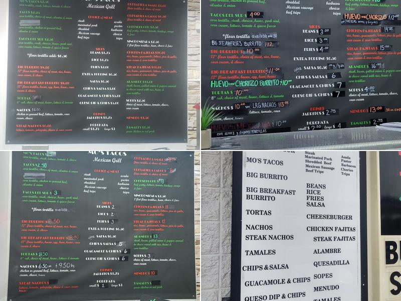 Mo's Tacos Menu
