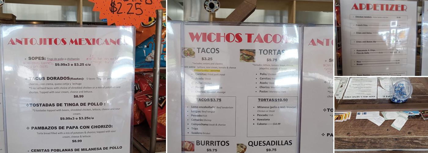 Wichos Tacos Menu