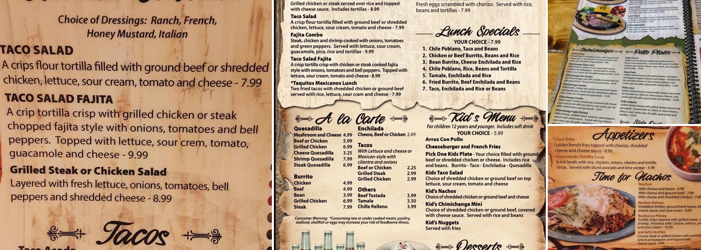 Las Cabañas Mexican Grill Menu