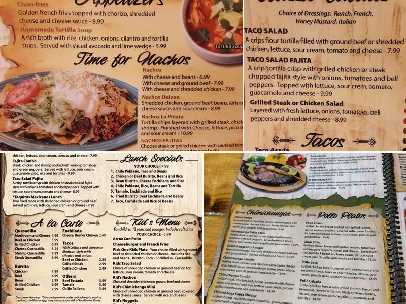 Las Cabañas Mexican Grill Menu