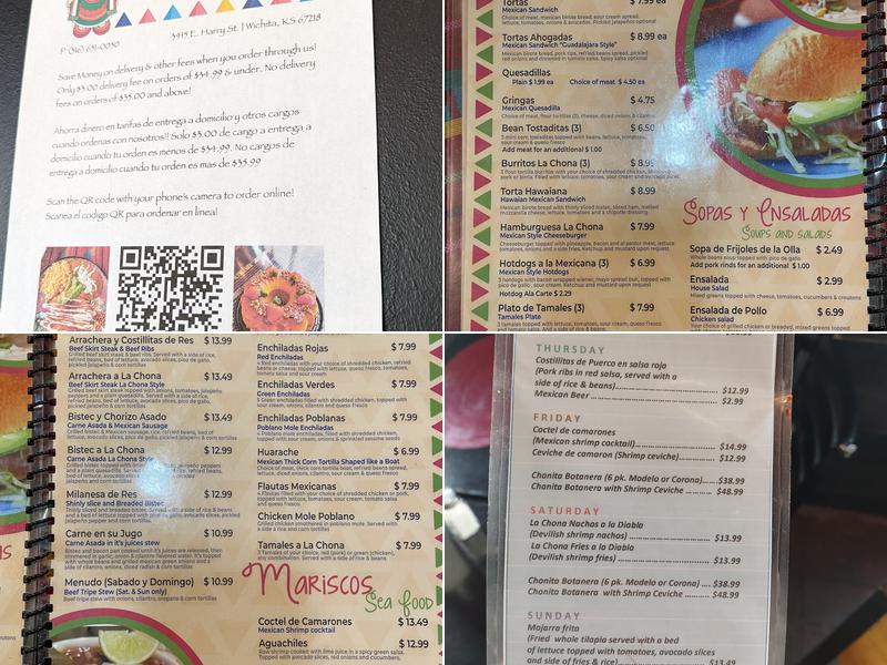 La Chona con Huevos Menu