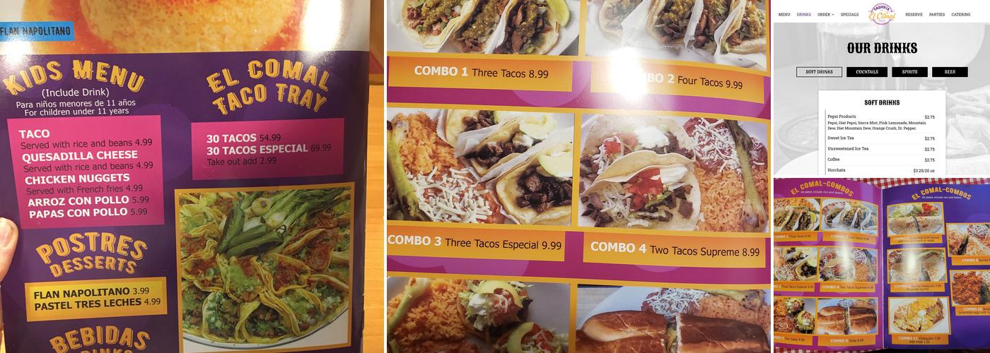 El Comal - Taquería Menu