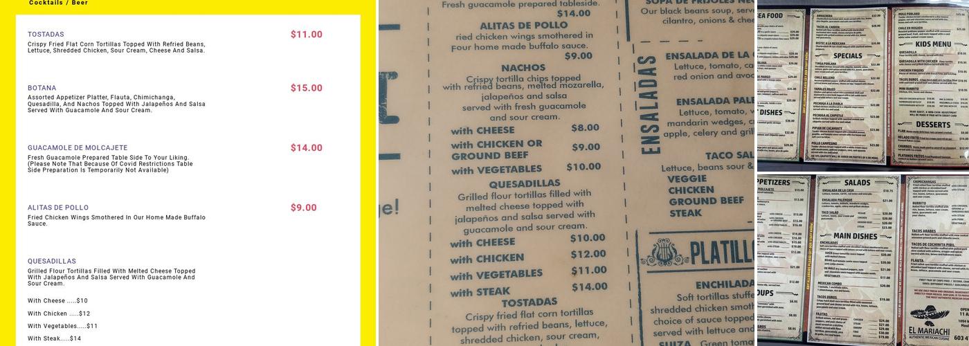 El Mariachi Menu