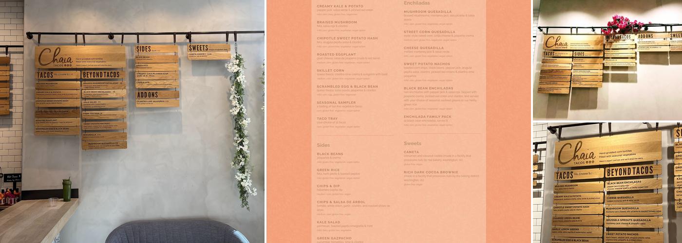 Chaia Chinatown Menu