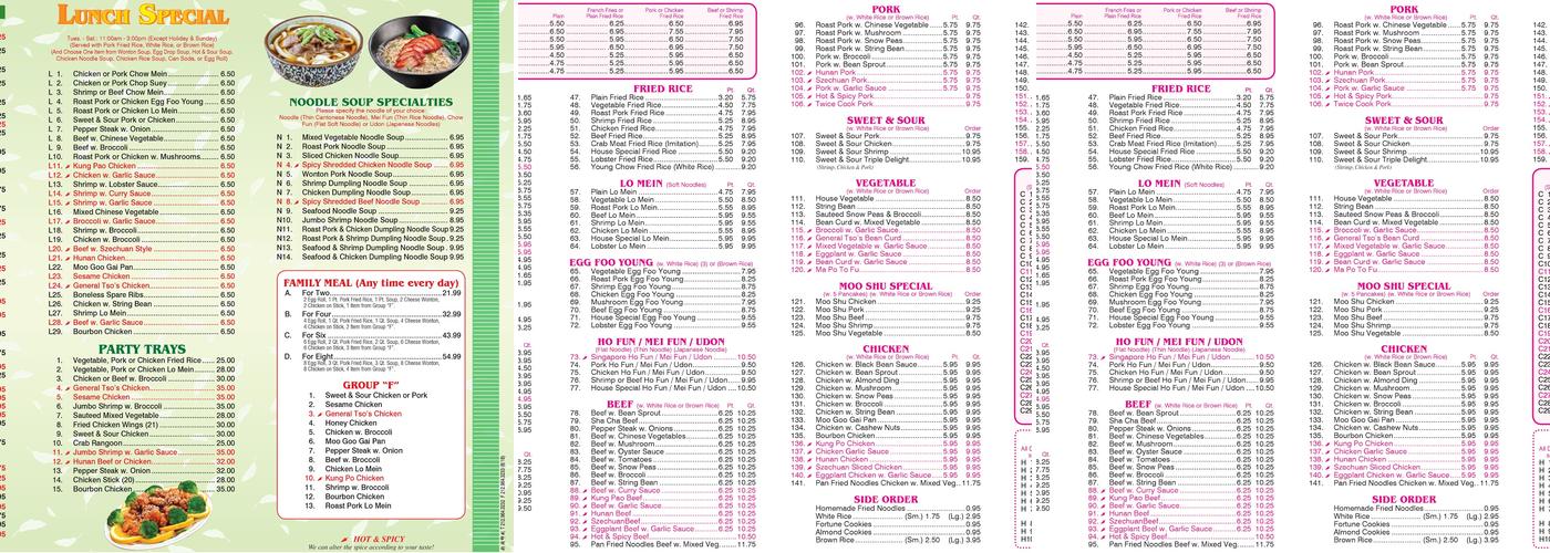 Warwick Kitchen Menu