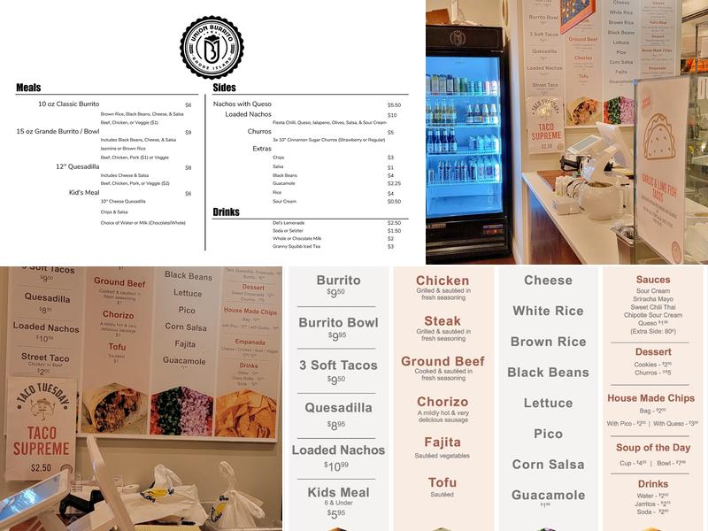 Union Burrito Menu