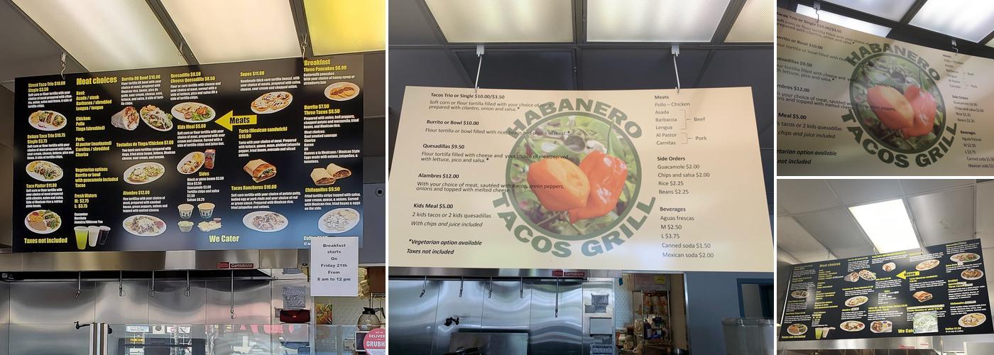 Habanero Tacos Grill Menu