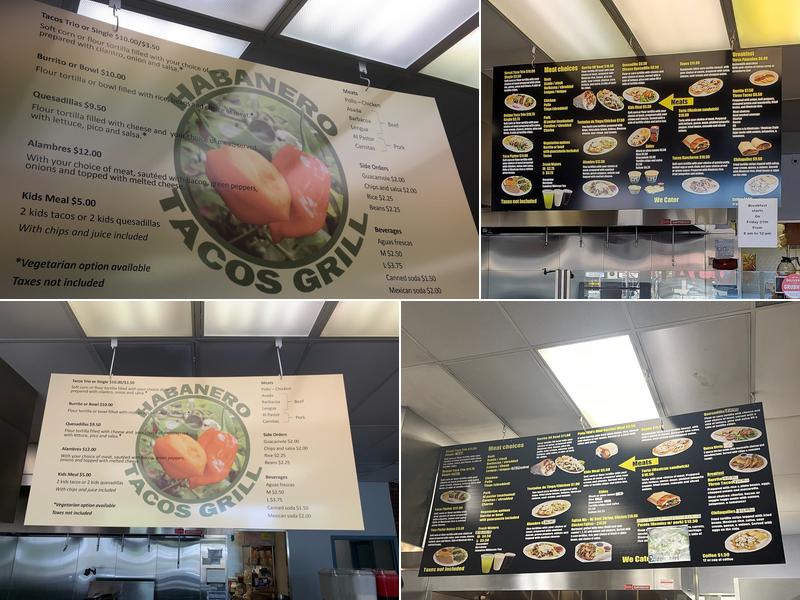 Habanero Tacos Grill Menu