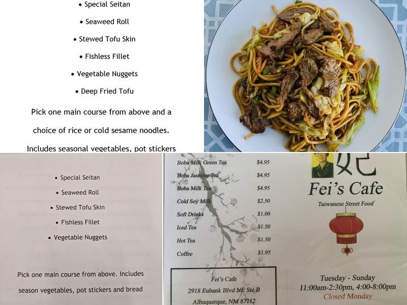 Fei's Cafe Menu
