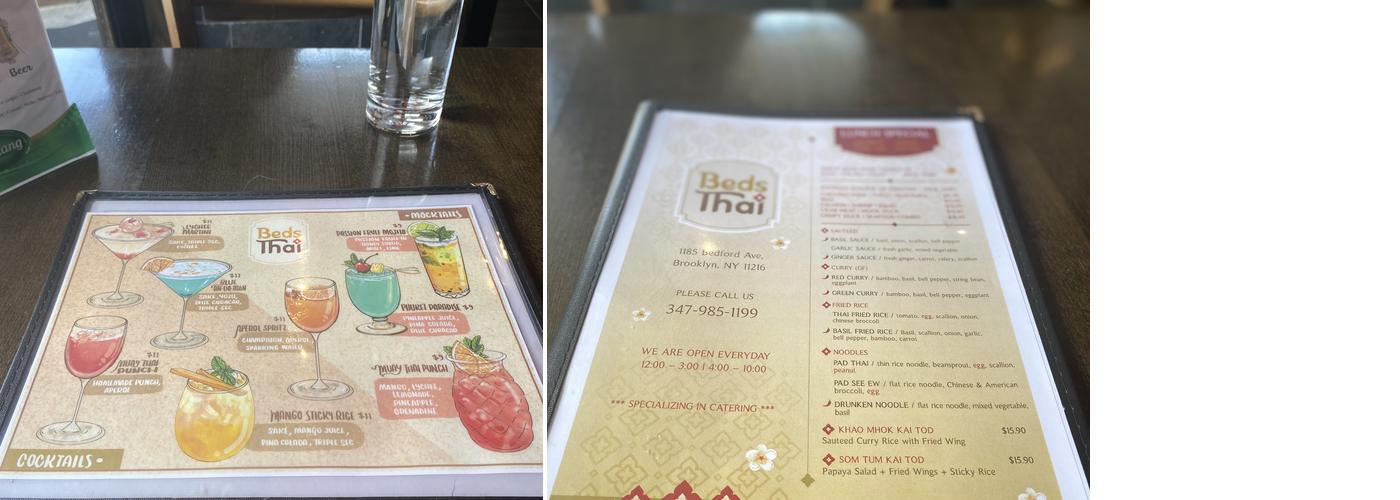 Beds Thai Menu