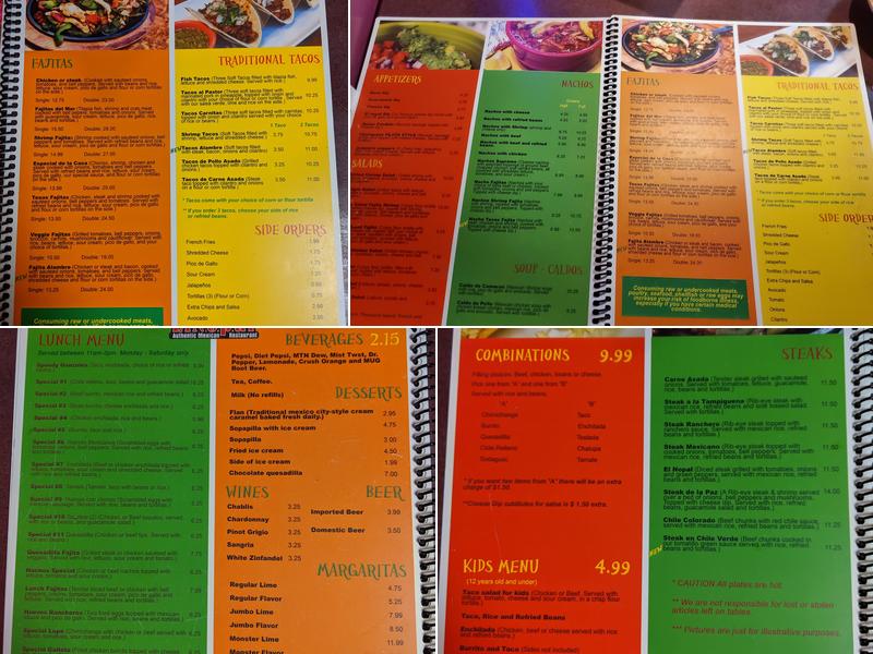 El Nopal Sullivan Menu