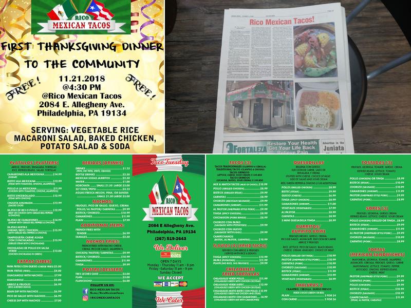 RICO MEXICAN TACOS Menu