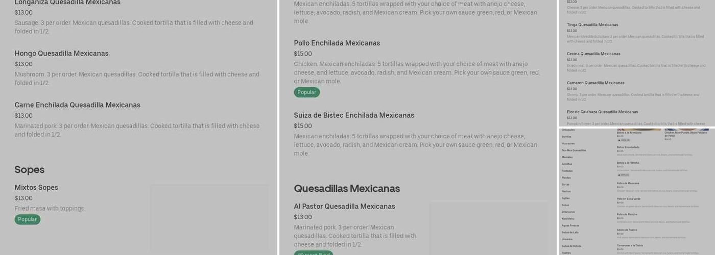 Las Quesadillas Menu