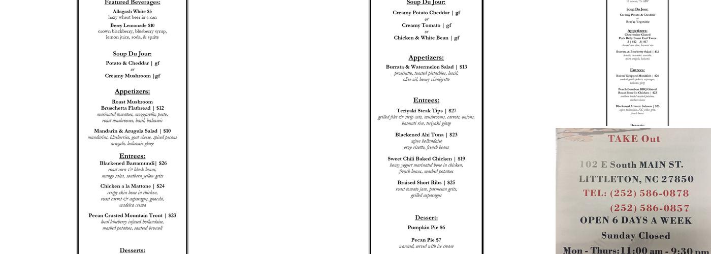 NO.1 Restaurant Menu