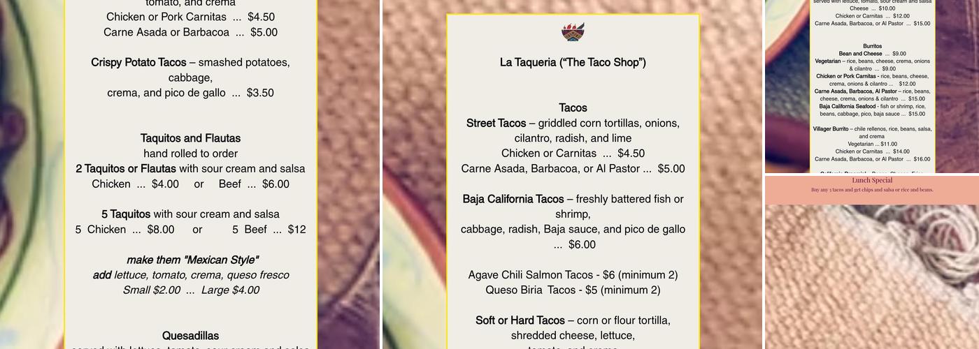 Village Taqueria and Grill Menu