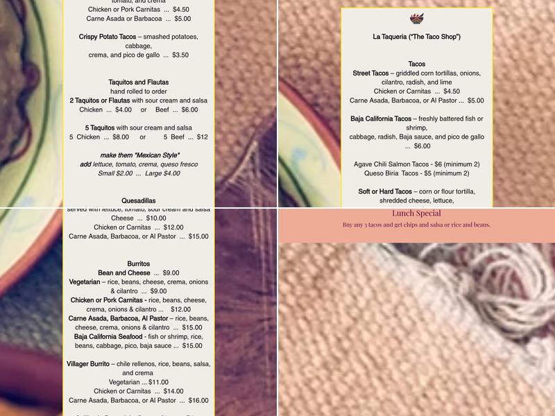 Village Taqueria and Grill Menu