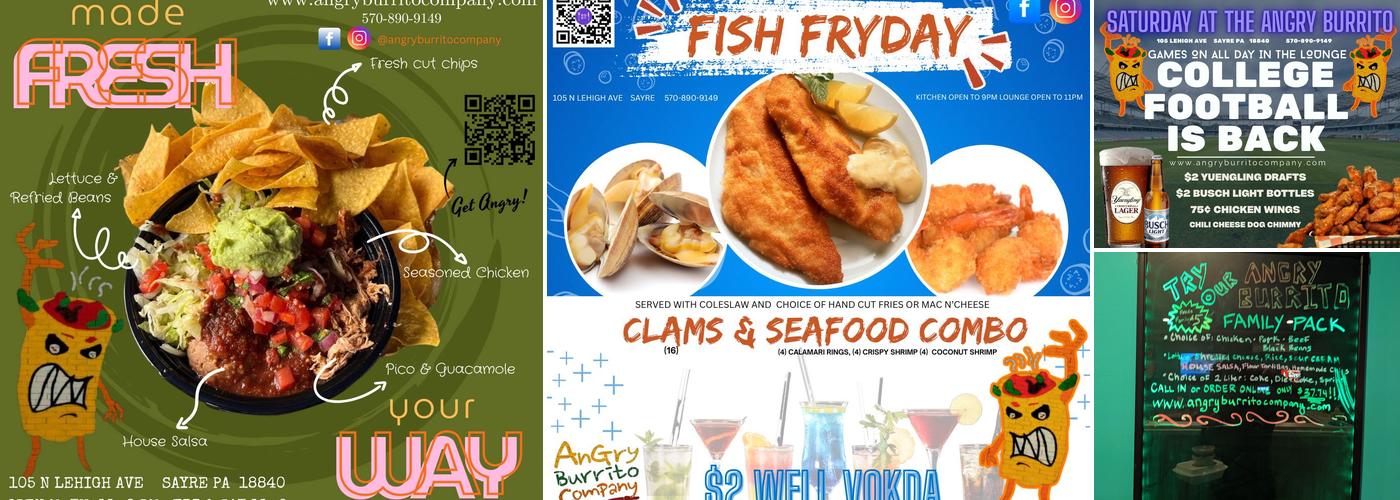 Angry burrito company Menu