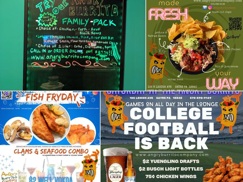 Angry burrito company Menu