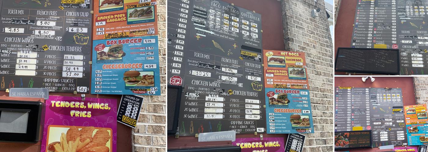 Taco in the Box Menu